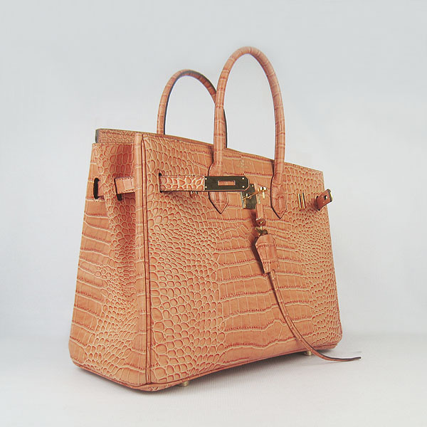 High Quality Fake Hermes Birkin 35CM Crocodile Veins Leather Bag Orange 6089 - Click Image to Close